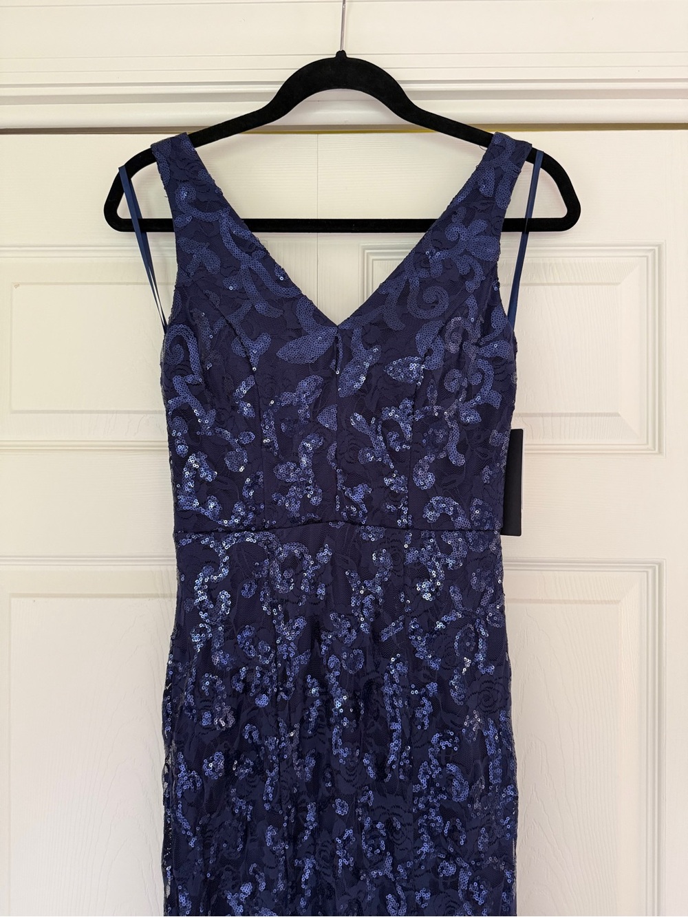 City Studio Navy Blue Sequin V-Neck Prom Dress